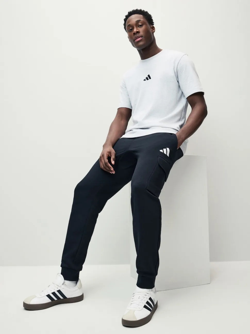 adidas Black Essentials Feelcosy Fleece Cargo Joggers