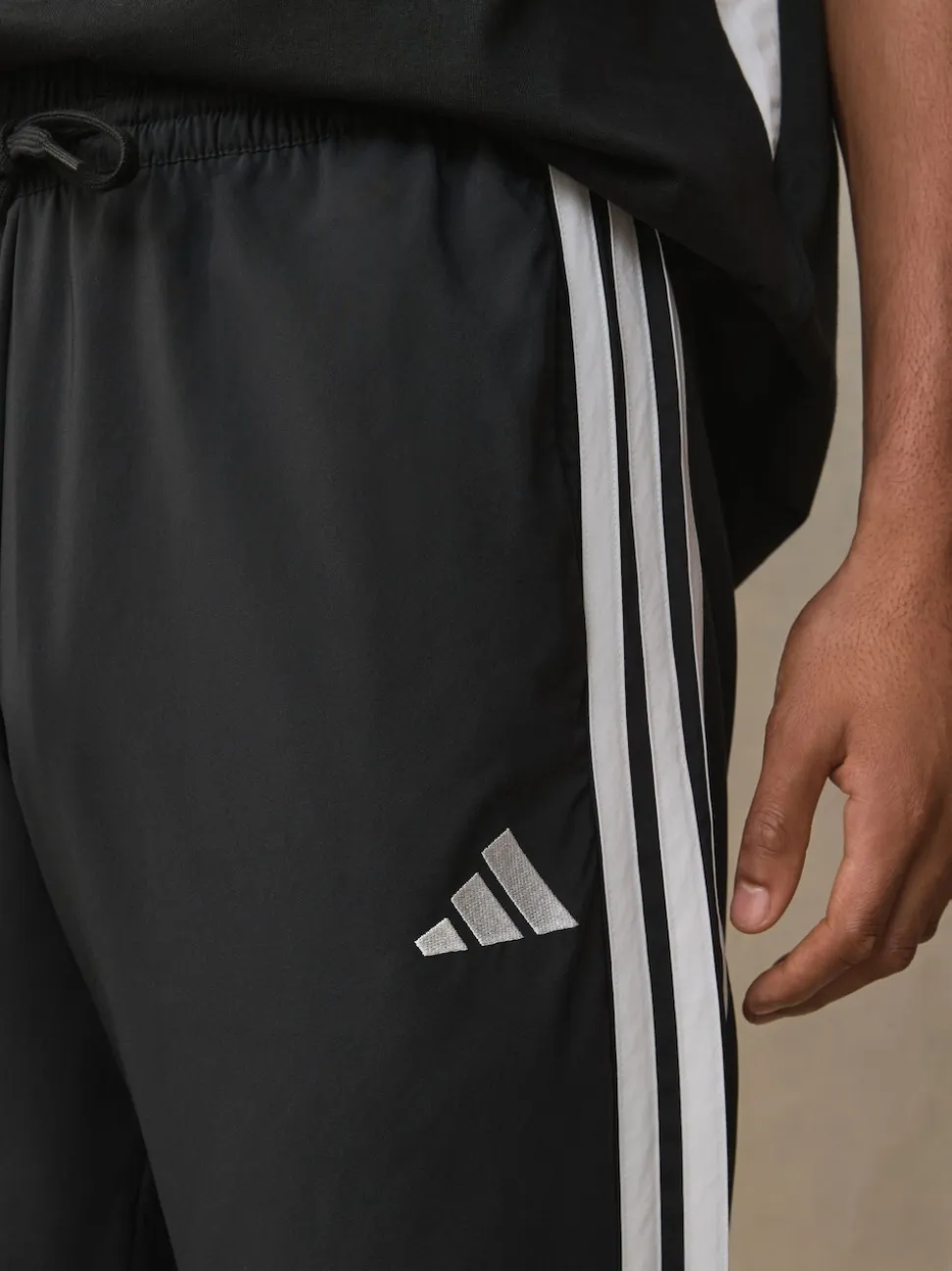 adidas Black Essentials 3-Stripes Stanford Open Hem Joggers