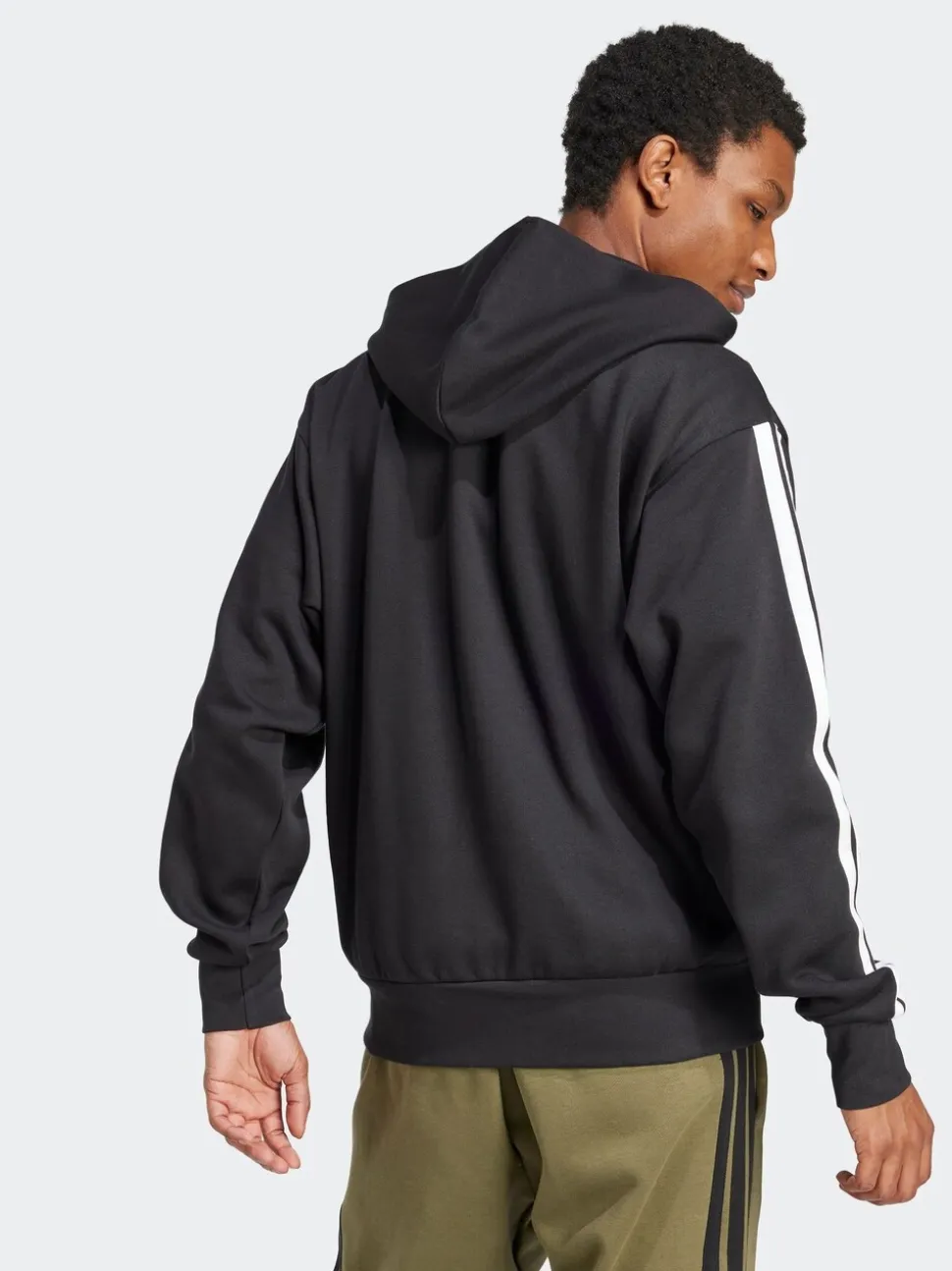 adidas Black Essentials 3-Stripes Fleece Hoodie