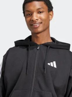 adidas Black Essentials 3-Stripes Fleece Hoodie