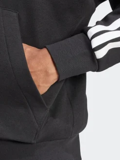 adidas Black Essentials 3-Stripes Fleece Hoodie