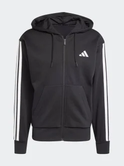 adidas Black Essentials 3-Stripes Fleece Hoodie
