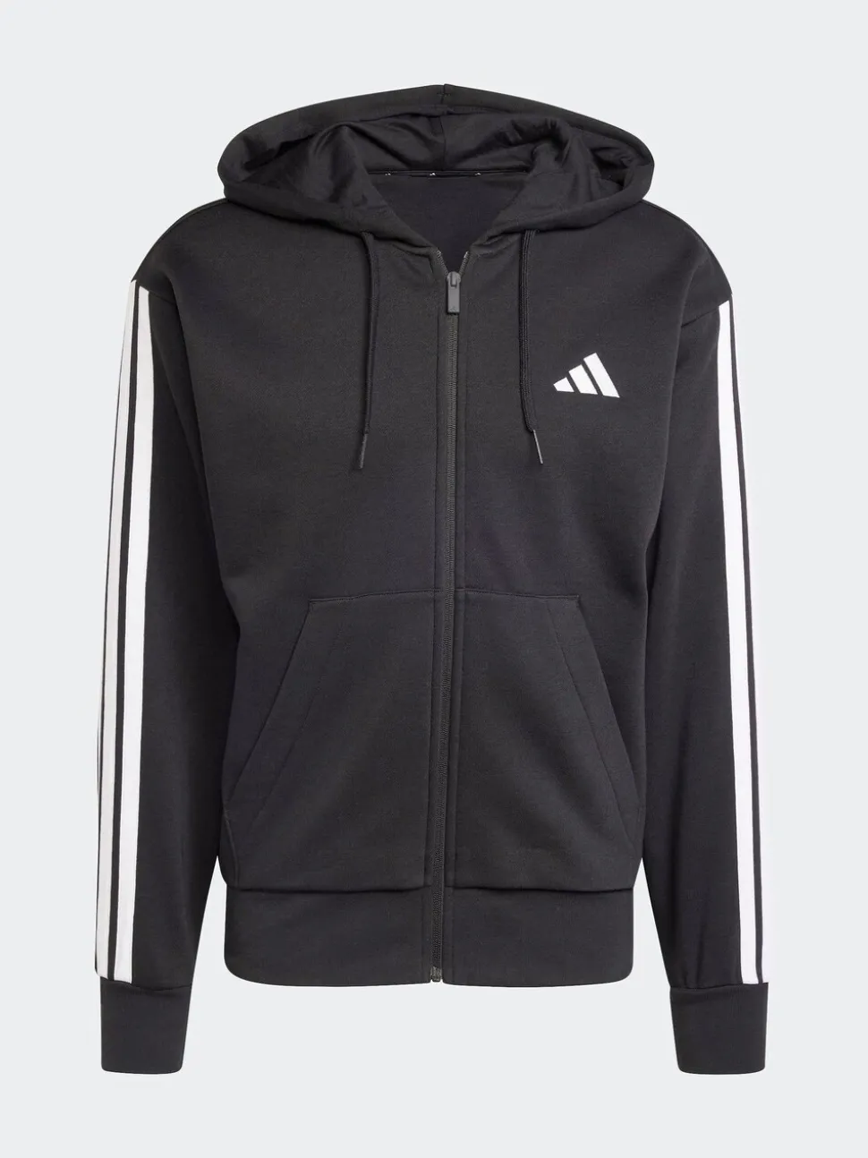 adidas Black Essentials 3-Stripes Fleece Hoodie