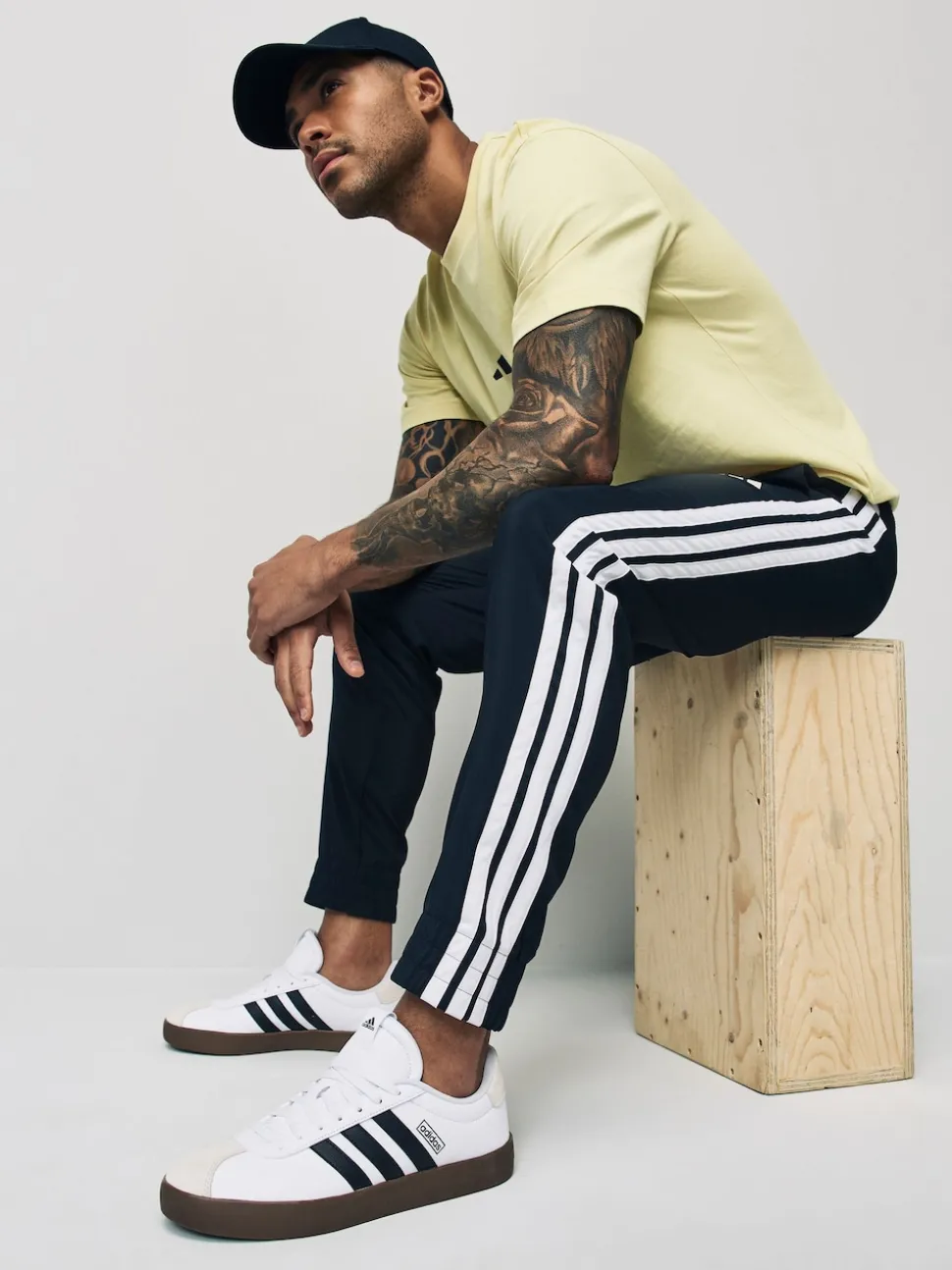 adidas Black Essentials 3-Stripes Woven Joggers