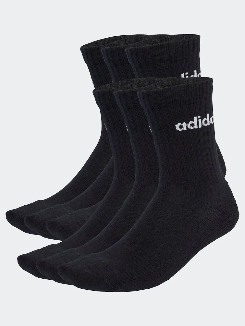 Adidas Black Linear Crew Socks Cushioned Socks 6 Pack