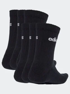 Adidas Black Linear Crew Socks Cushioned Socks 6 Pack