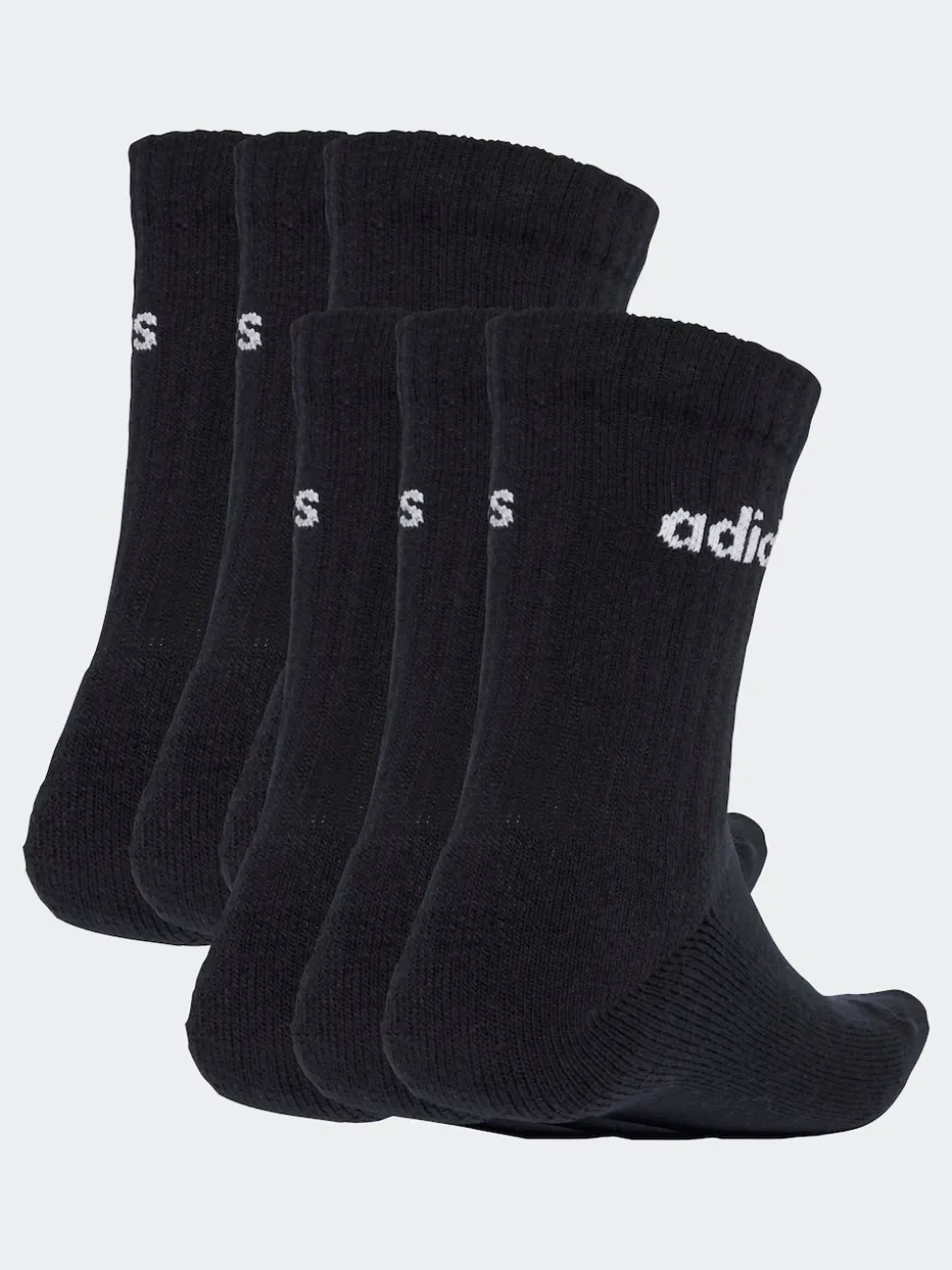 Adidas Black Linear Crew Socks Cushioned Socks 6 Pack