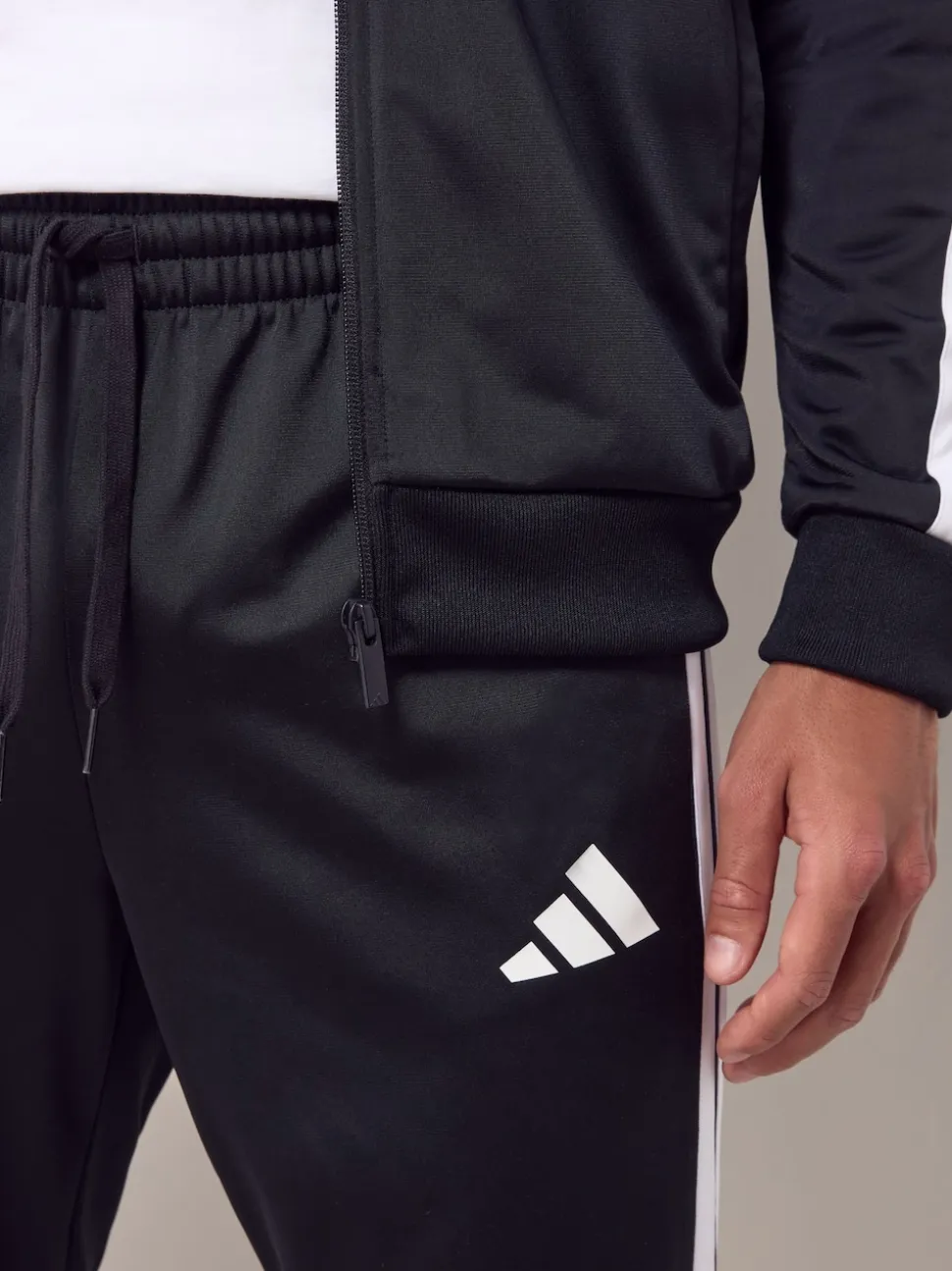 adidas Black Sportswear Basic 3-Stripes Tricot Tracksuit