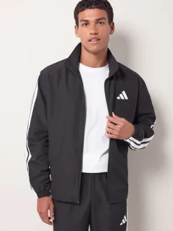 adidas Black Sportswear Basic 3-Stripes Woven Tracksuit