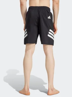 adidas Black/White 3-Stripes 8 Inch Swim Shorts