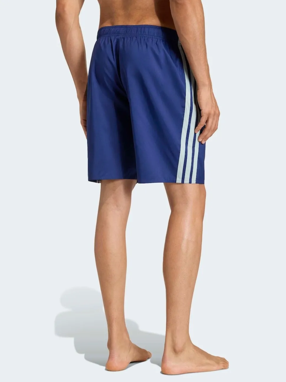 adidas Blue 3 Stripes Swim Shorts 8 Inch