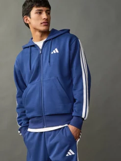 adidas Blue Essentials 3-Stripes Fleece Hoodie