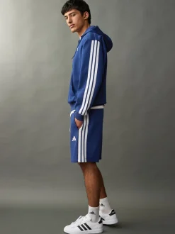 adidas Blue Essentials 3-Stripes Fleece Hoodie