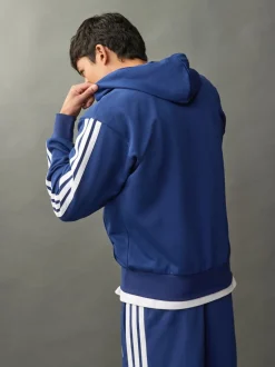 adidas Blue Essentials 3-Stripes Fleece Hoodie