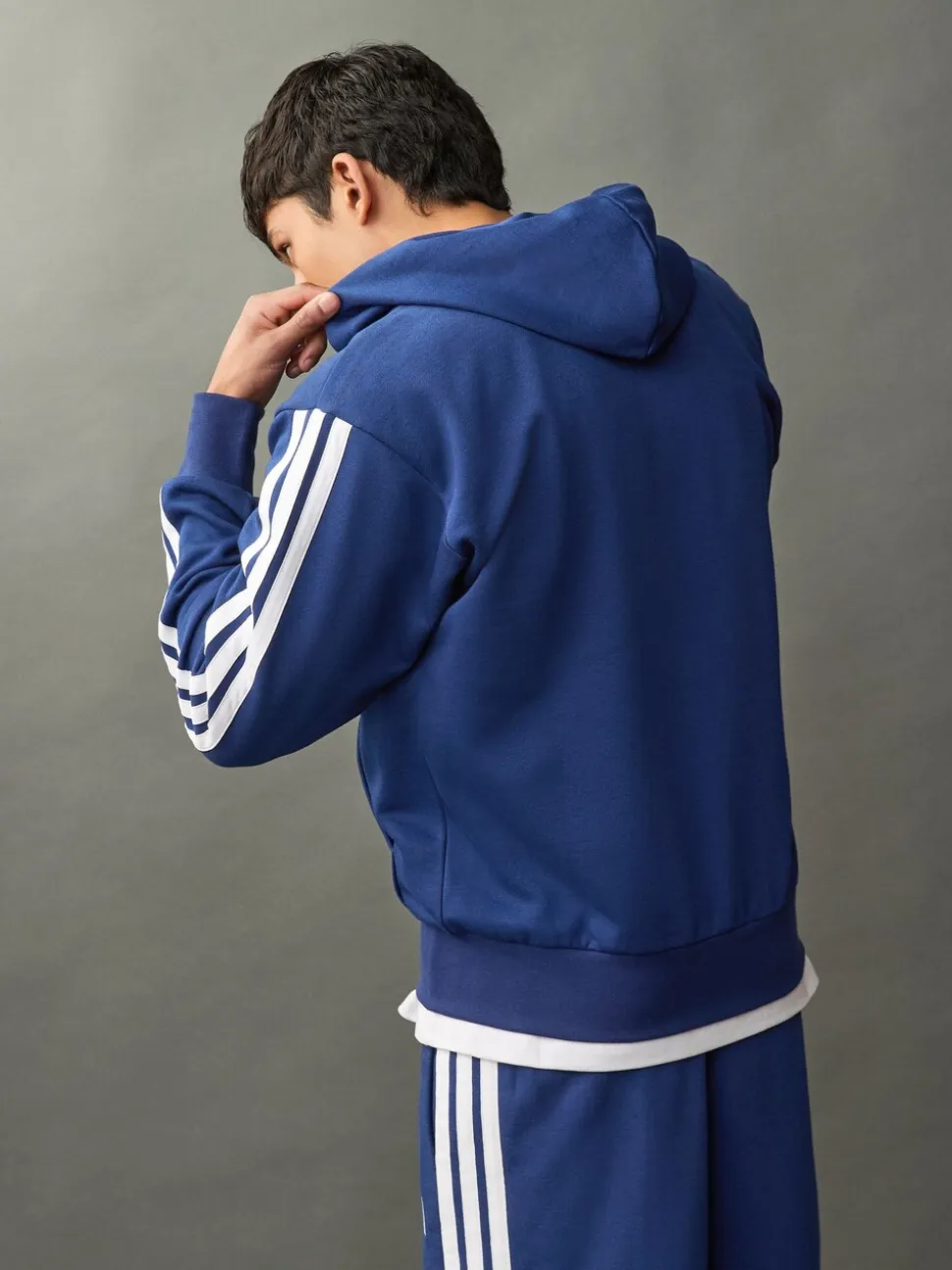 adidas Blue Essentials 3-Stripes Fleece Hoodie