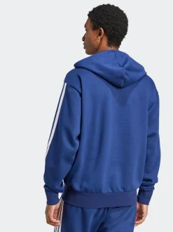 adidas Blue Essentials 3-Stripes Fleece Hoodie