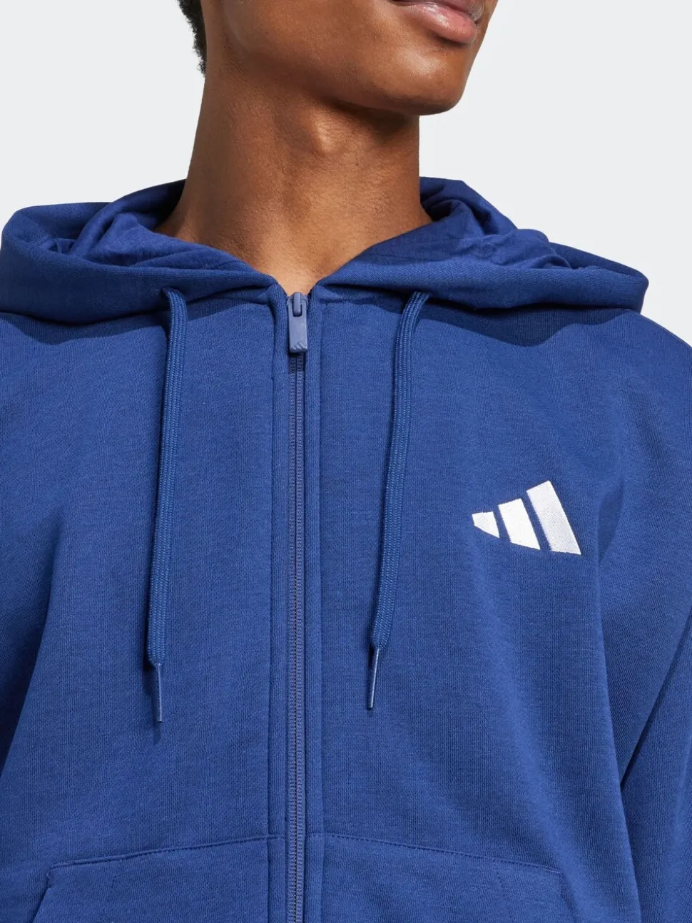 adidas Blue Essentials 3-Stripes Fleece Hoodie