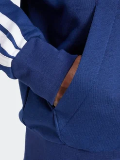 adidas Blue Essentials 3-Stripes Fleece Hoodie