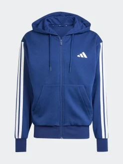 adidas Blue Essentials 3-Stripes Fleece Hoodie