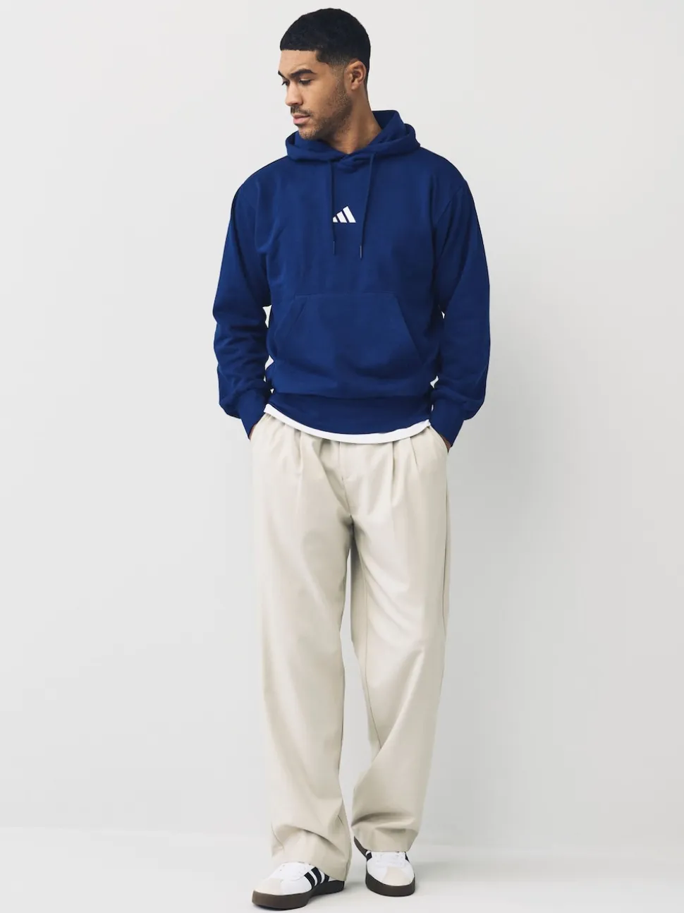 adidas Blue Navy Essentials Feelcozy Fleece Hoodie