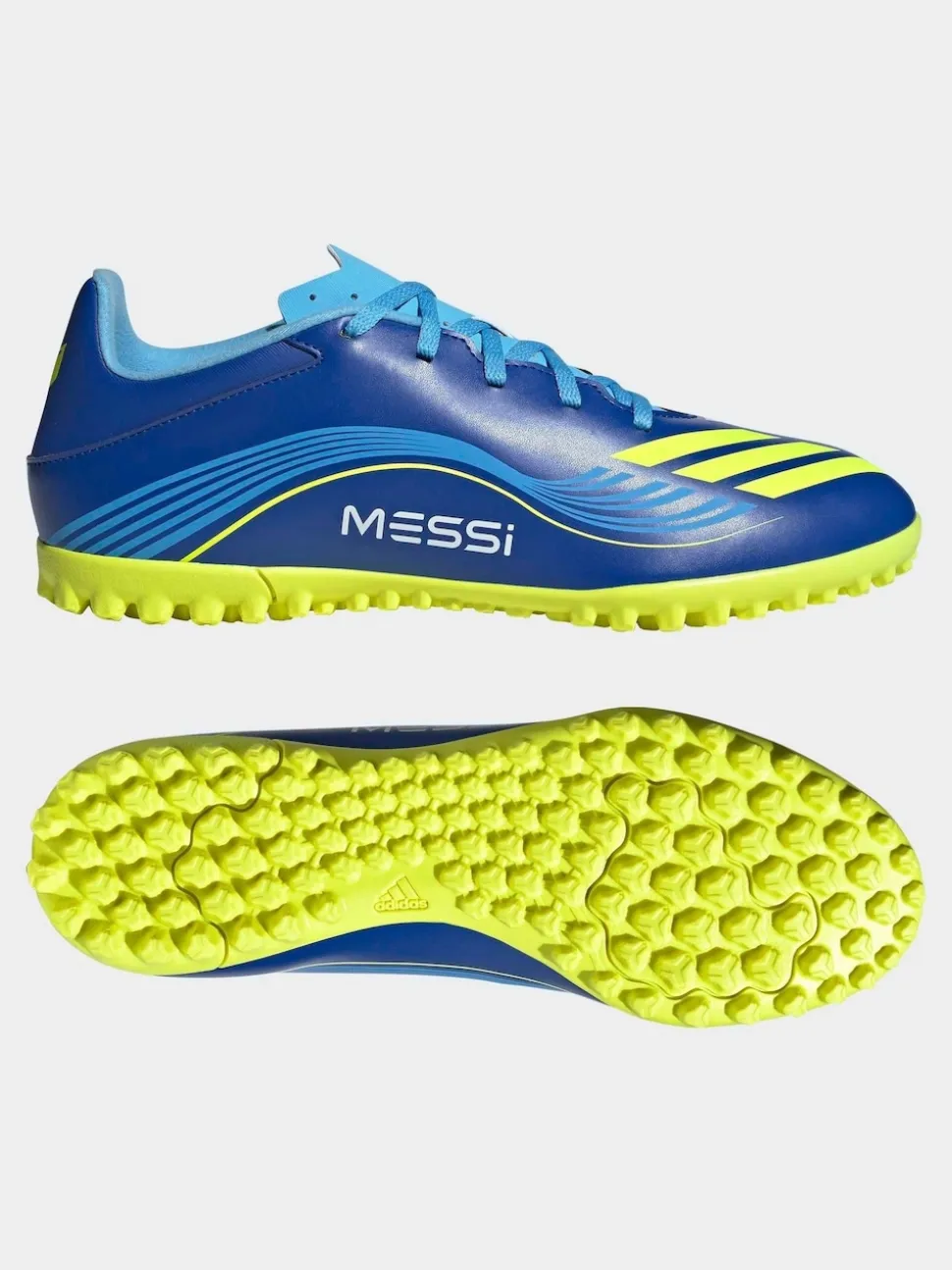 adidas Blue/Yellow Adult F50 Messi Club Turf Boots