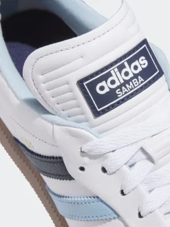 adidas Golf White/Blue Samba Spikeless Shoes