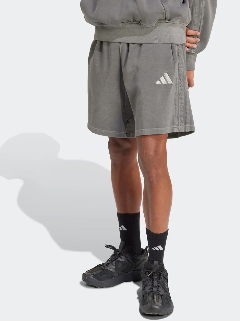 adidas Grey All SZN French Terry Washed 100% Cotton 8 Inch Shorts