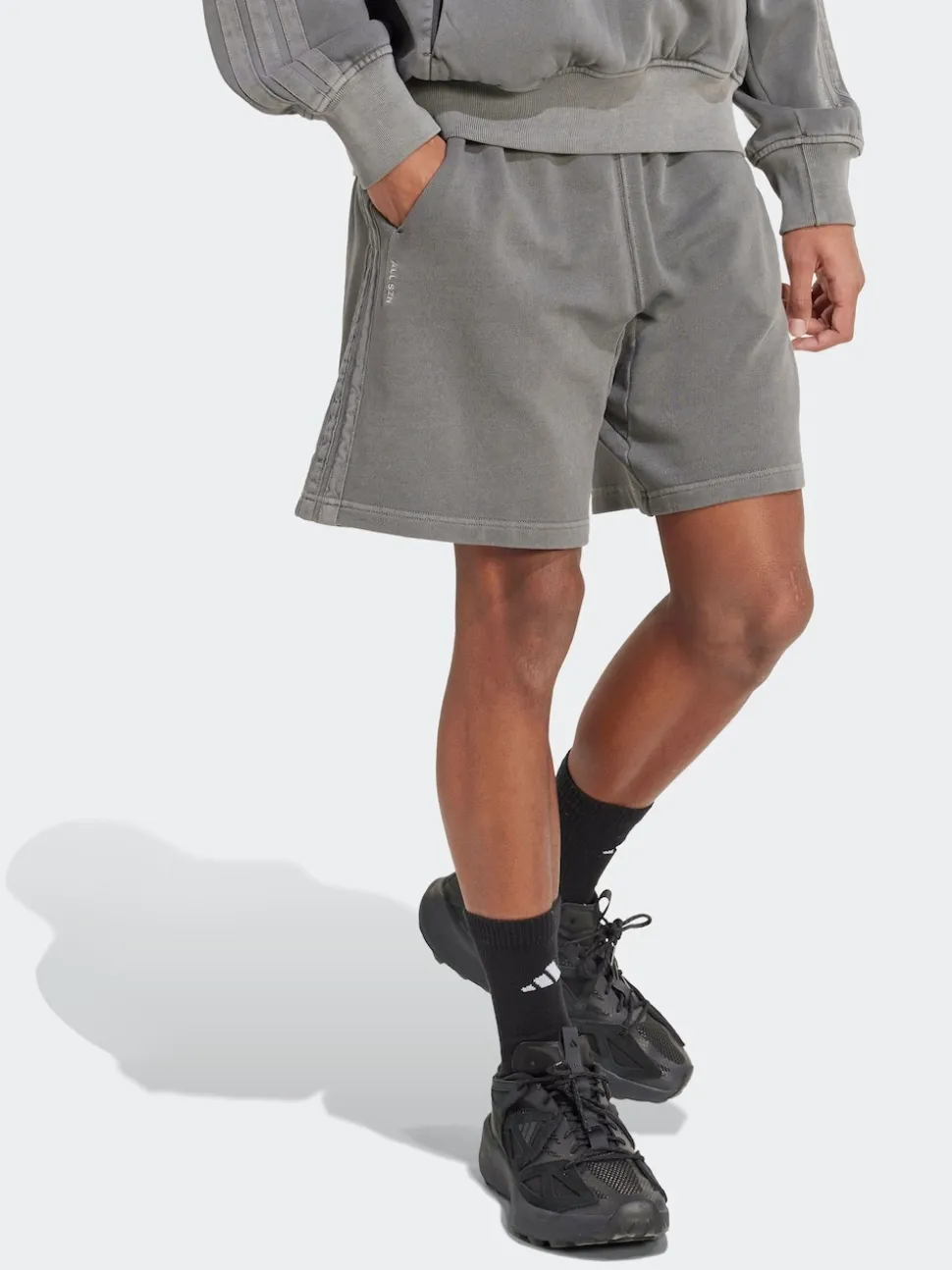adidas Grey All SZN French Terry Washed 100% Cotton 8 Inch Shorts