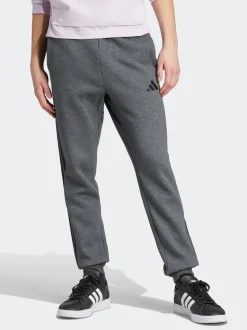 adidas Grey Black Essentials 3-Stripes Fleece Joggers