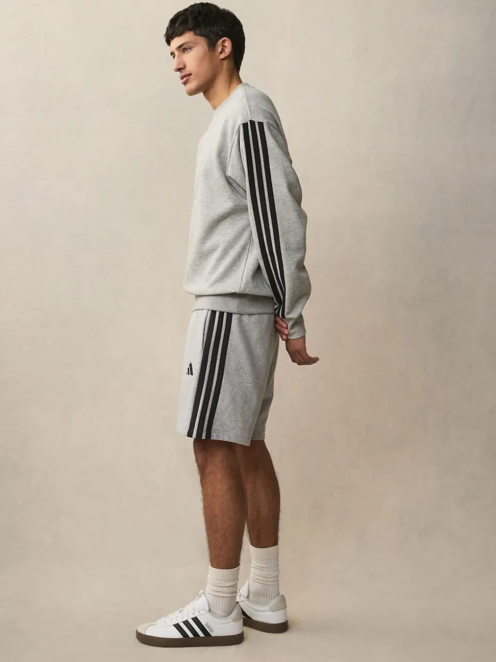 adidas Grey Essential 3-Stripes French Terry Shorts