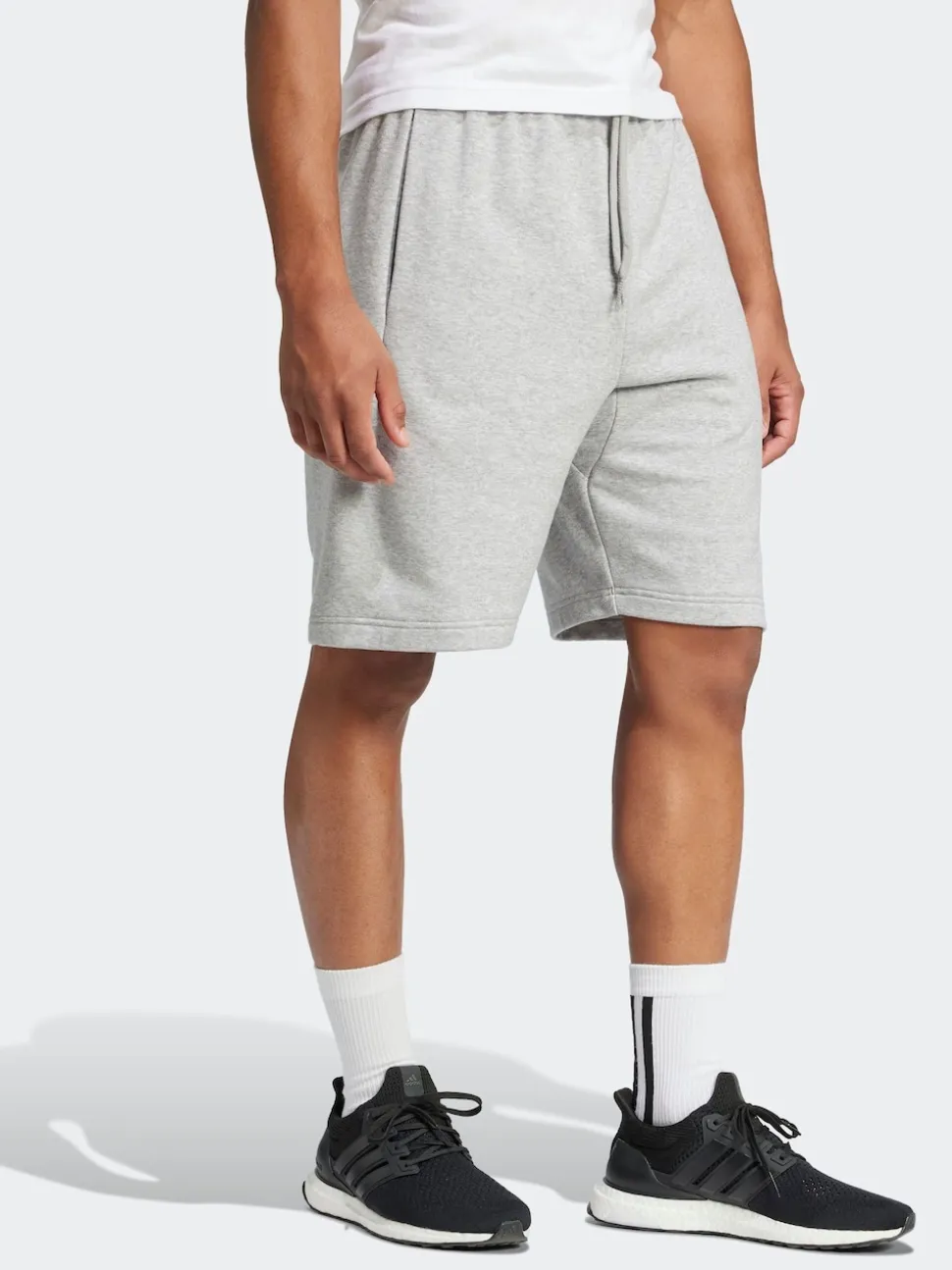 adidas Grey Essentials Big Logo French Terry Shorts