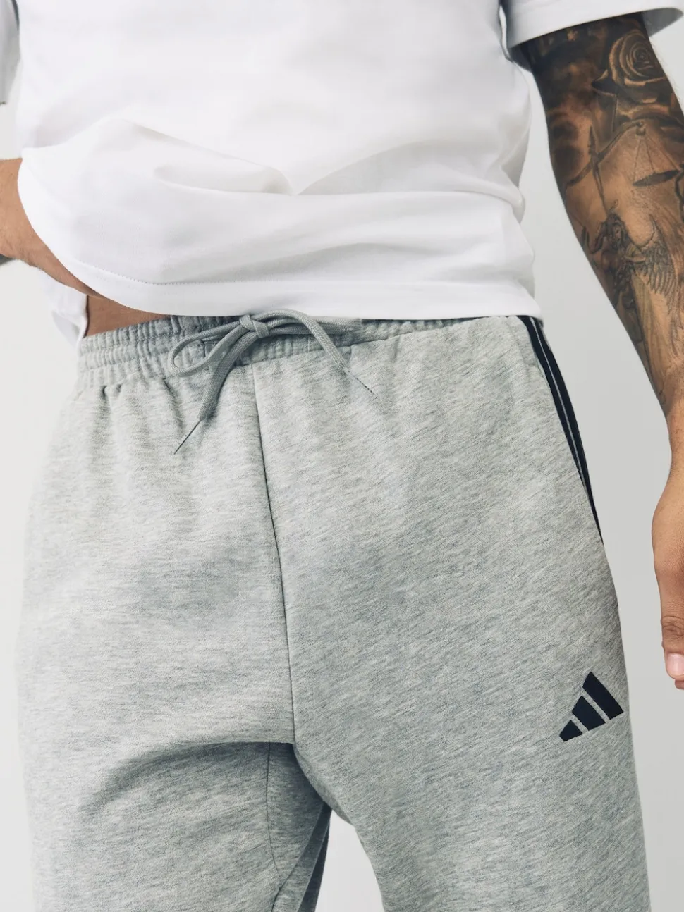 adidas Grey Essentials 3-Stripes Fleece Joggers