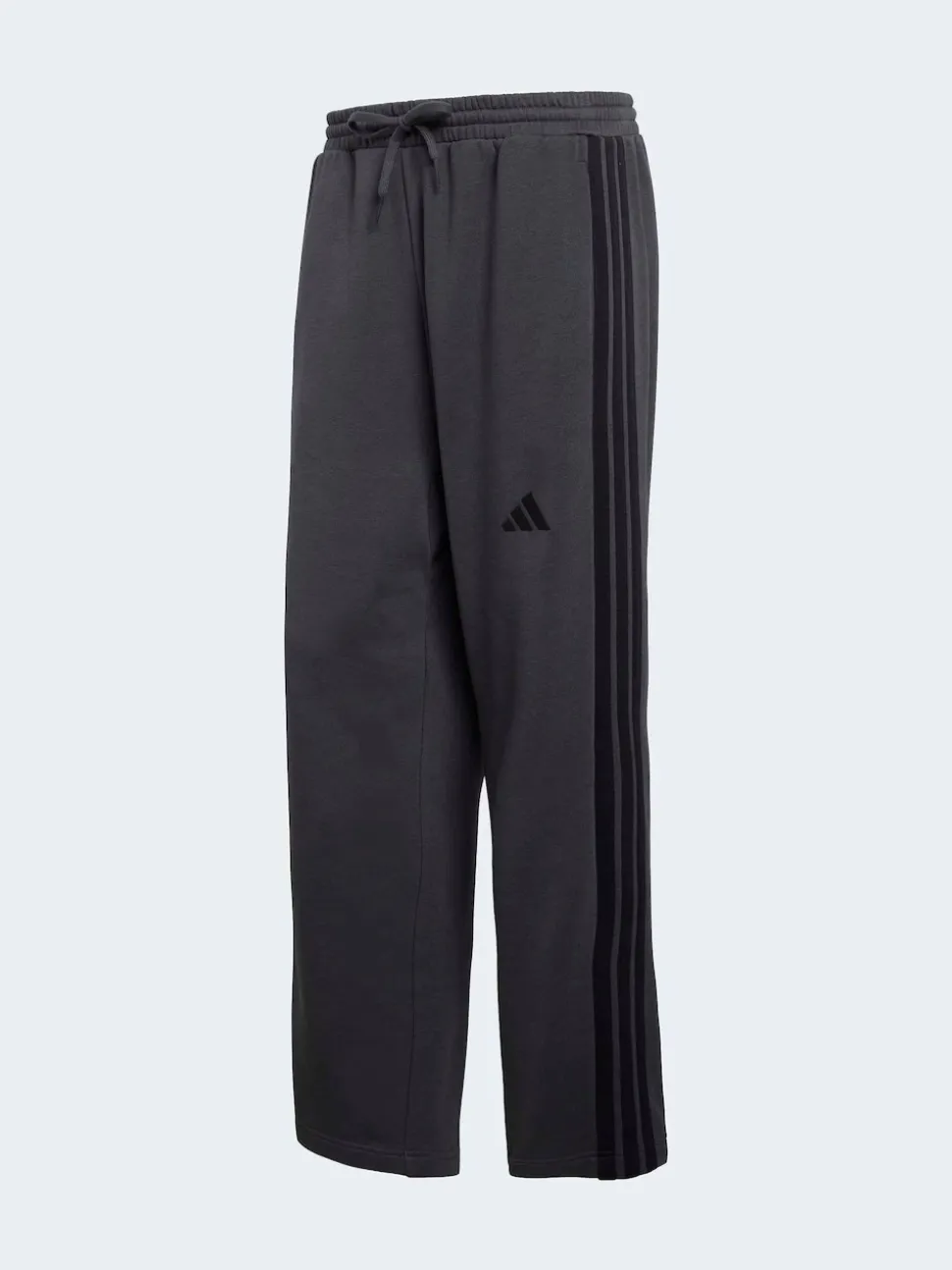 adidas Grey Essentials Three Stripes Fleece Wide Leg Trousers