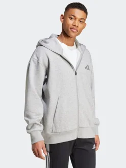 adidas Grey Light ALL SZN Fleece Full-Zip Hoodie