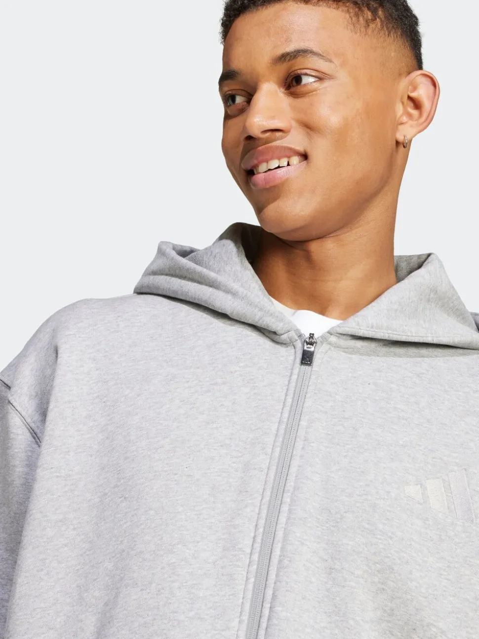 adidas Grey Light ALL SZN Fleece Full-Zip Hoodie