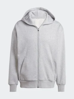 adidas Grey Light ALL SZN Fleece Full-Zip Hoodie