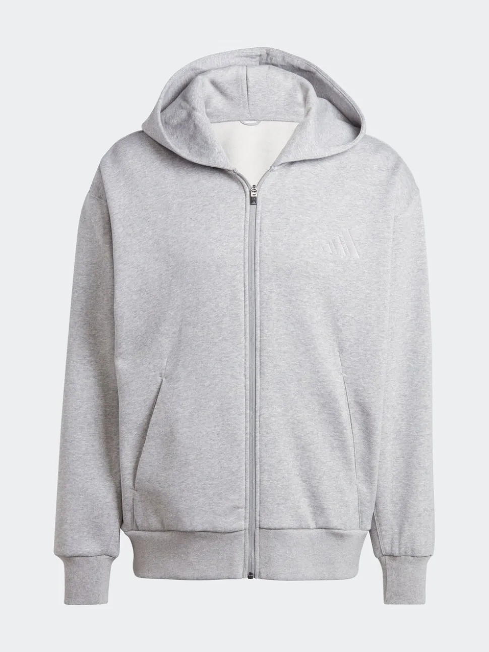 adidas Grey Light ALL SZN Fleece Full-Zip Hoodie