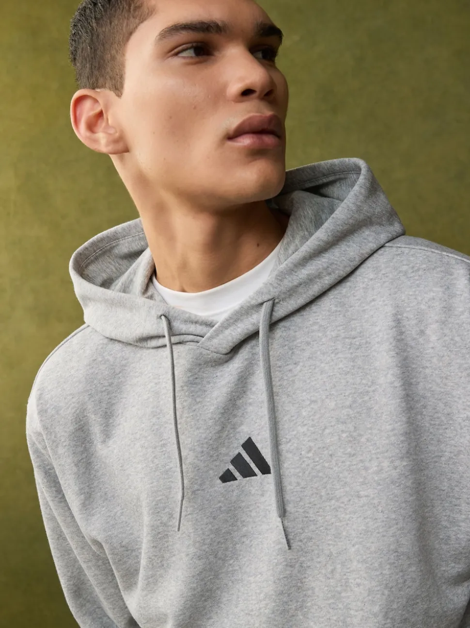 adidas Grey Light Essentials Feelcozy Fleece Hoodie