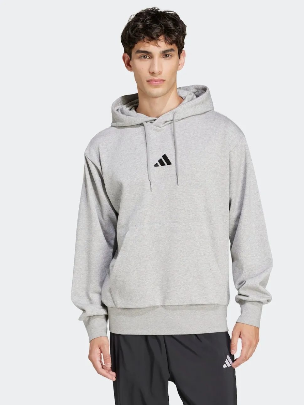 adidas Grey Light Essentials Feelcozy Fleece Hoodie