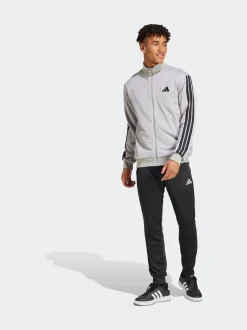 adidas Grey Sportswear 3-Stripes Fleece Tracksuit