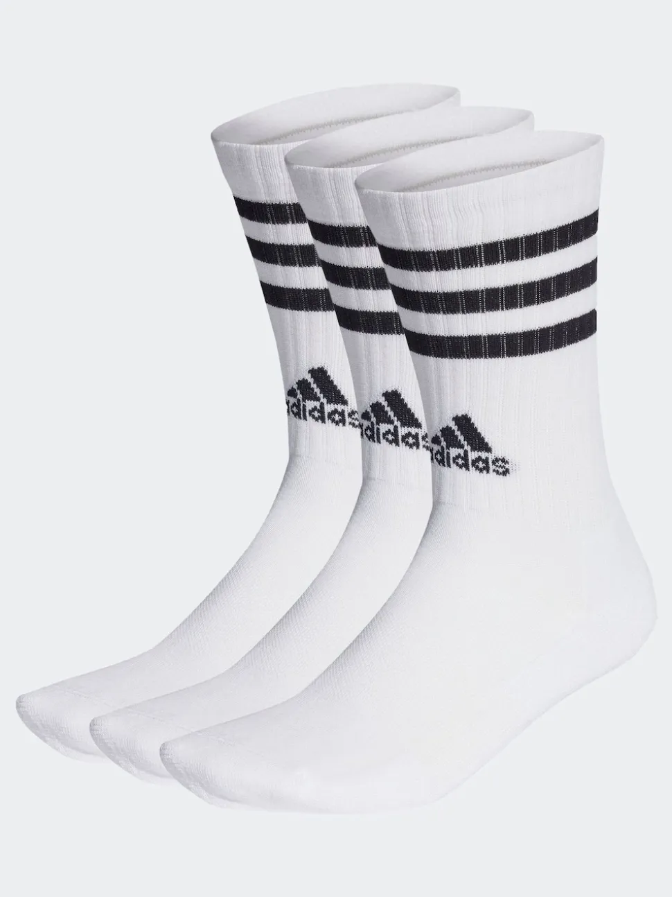 adidas Off White 3-Stripe Crew Length Socks 3 Pack