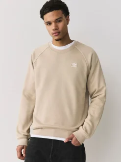 adidas Originals Beige Trefoil Essentials Crew Sweatshirt