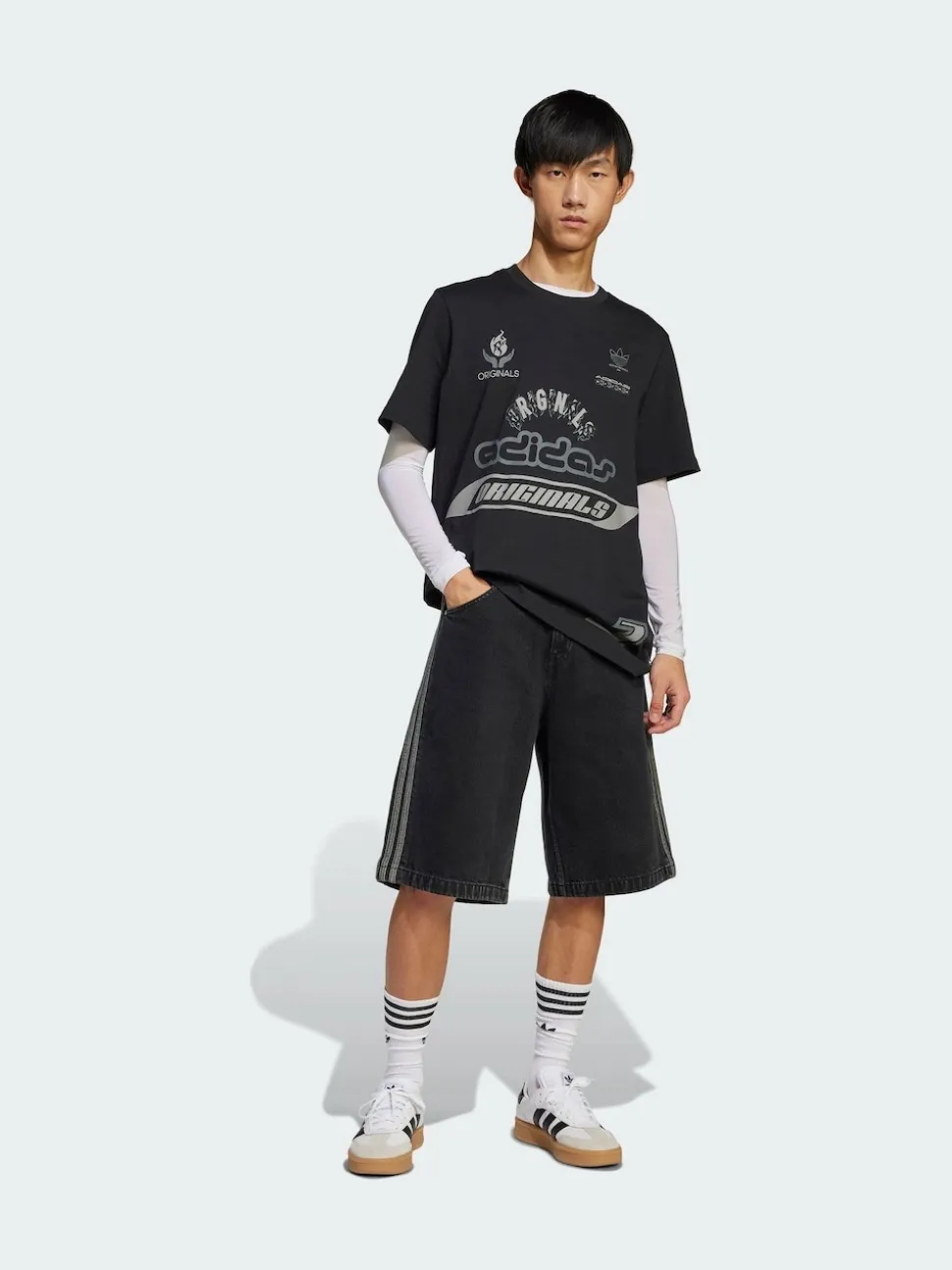 adidas Originals Black Adicolor Denim Firebird Shorts