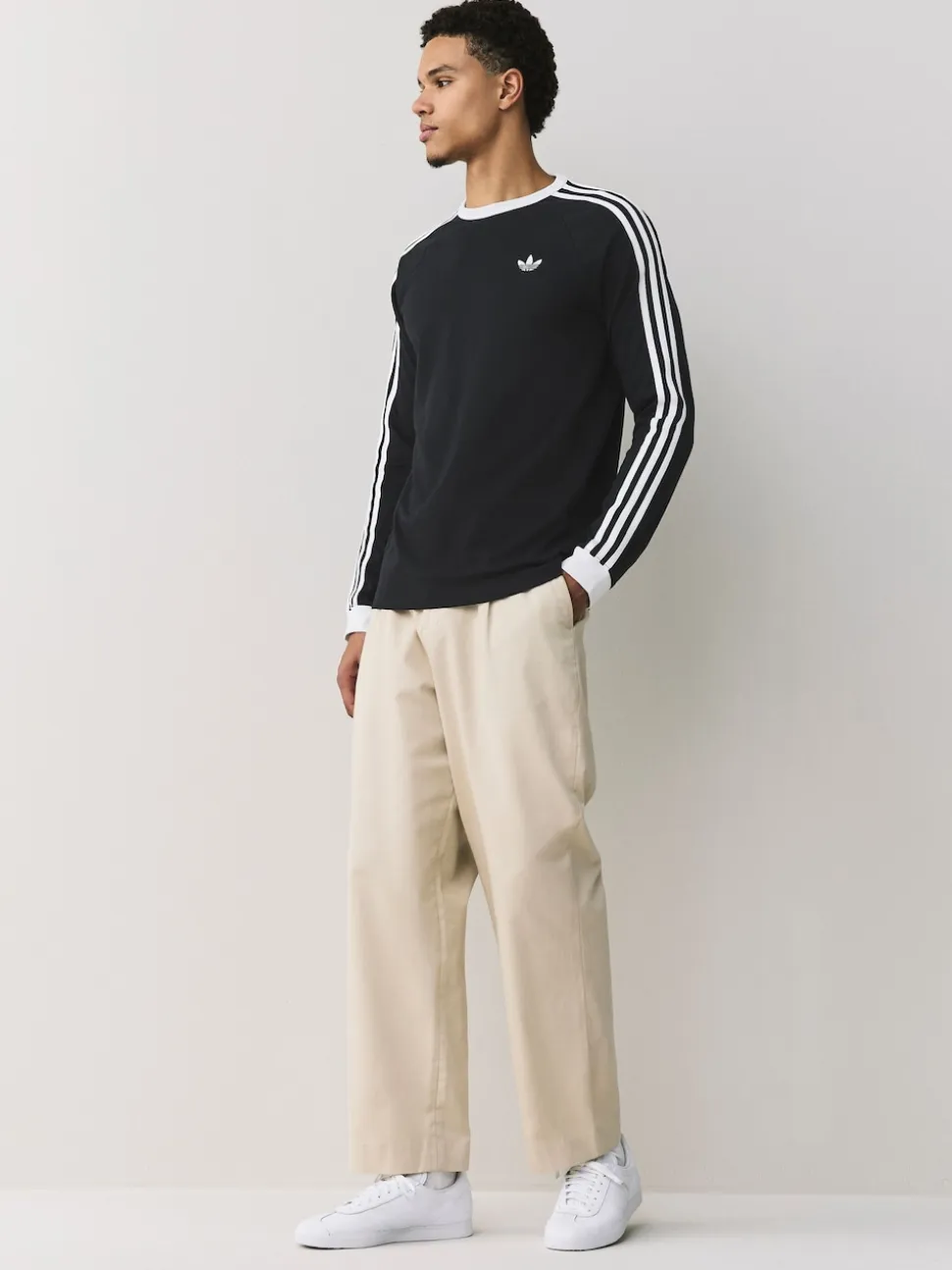 adidas Originals Black 3-Stripes LS T-Shirt