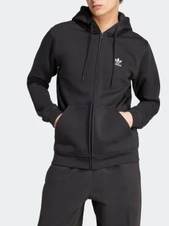 adidas Originals Black Trefoil Essentials Full-Zip Hoodie