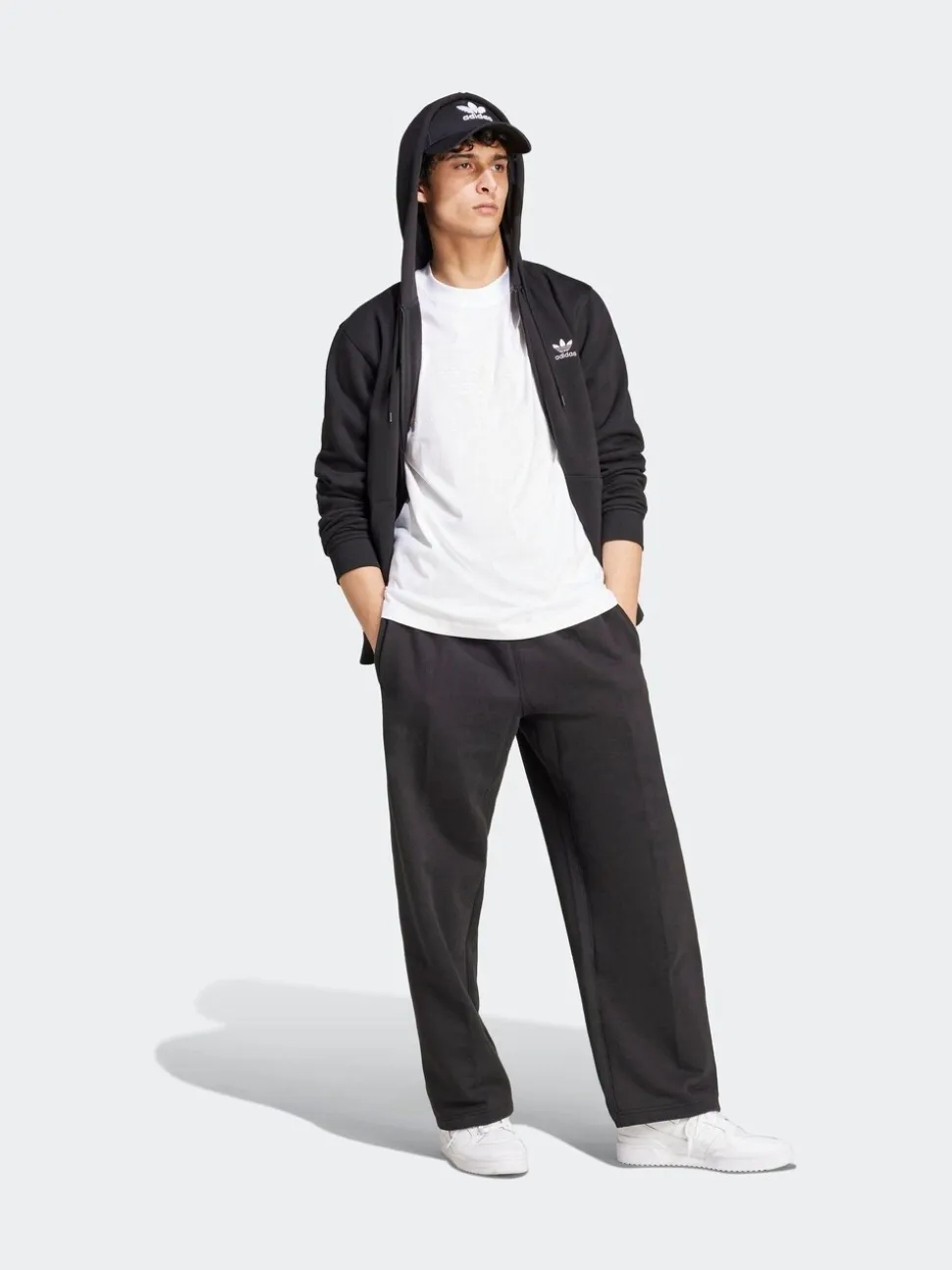 adidas Originals Black Trefoil Essentials Full-Zip Hoodie