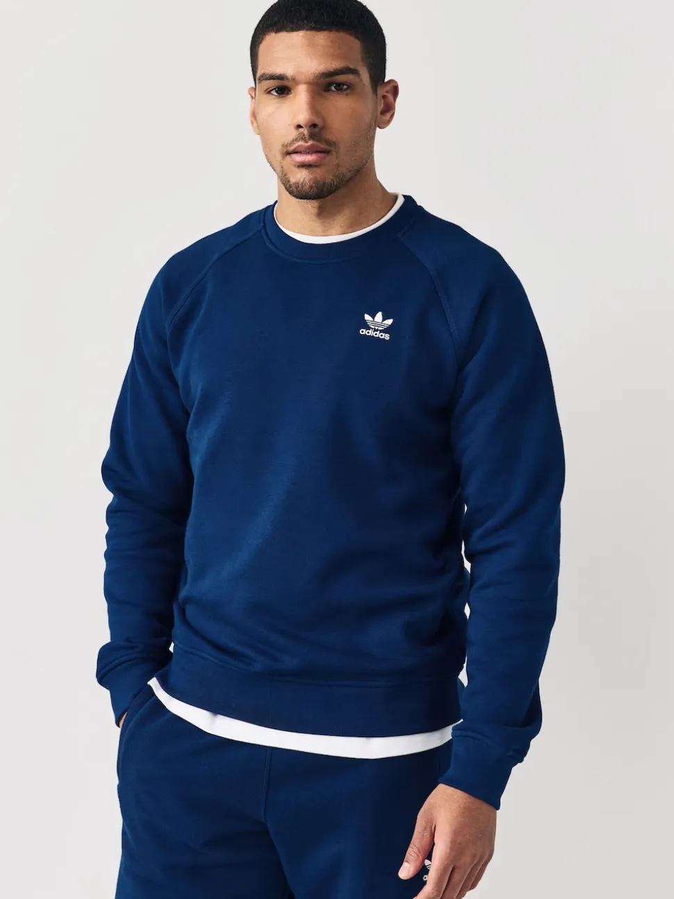 adidas Originals Blue Navy Trefoil Essentials Crew Sweatshirt
