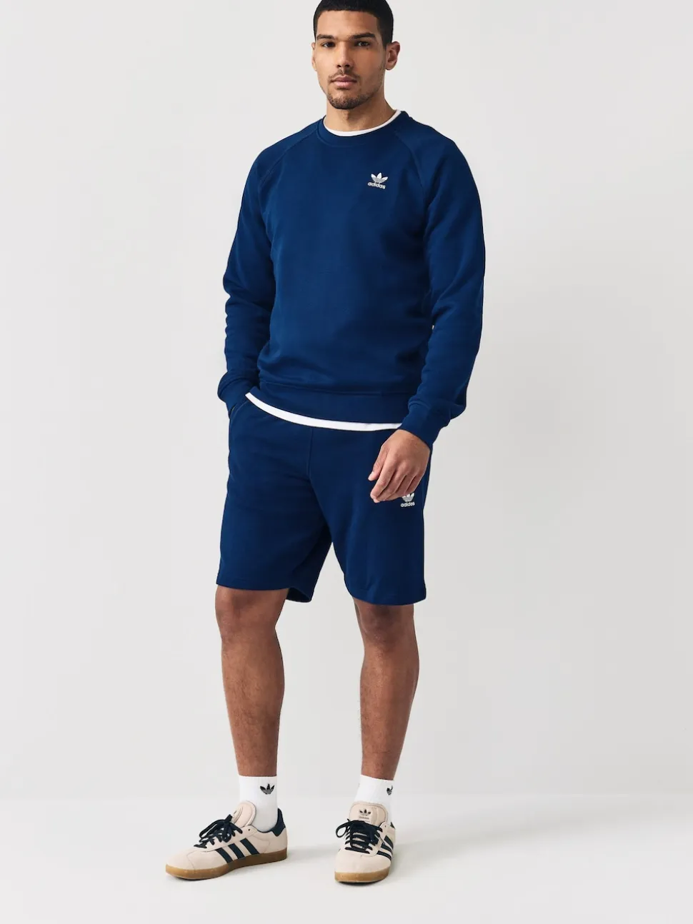 adidas Originals Blue Navy Trefoil Essentials Crew Sweatshirt