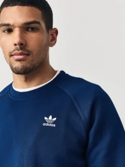adidas Originals Blue Navy Trefoil Essentials Crew Sweatshirt