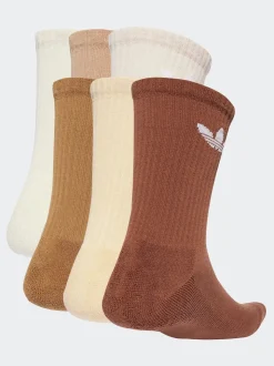 adidas Originals Brown Light Trefoil Crew Socks 6 Pack
